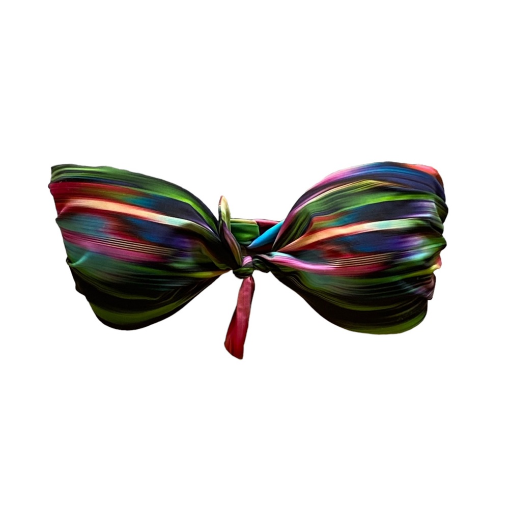 Adorable Bando Adorable Multicolored Pleated Swimsuit Top